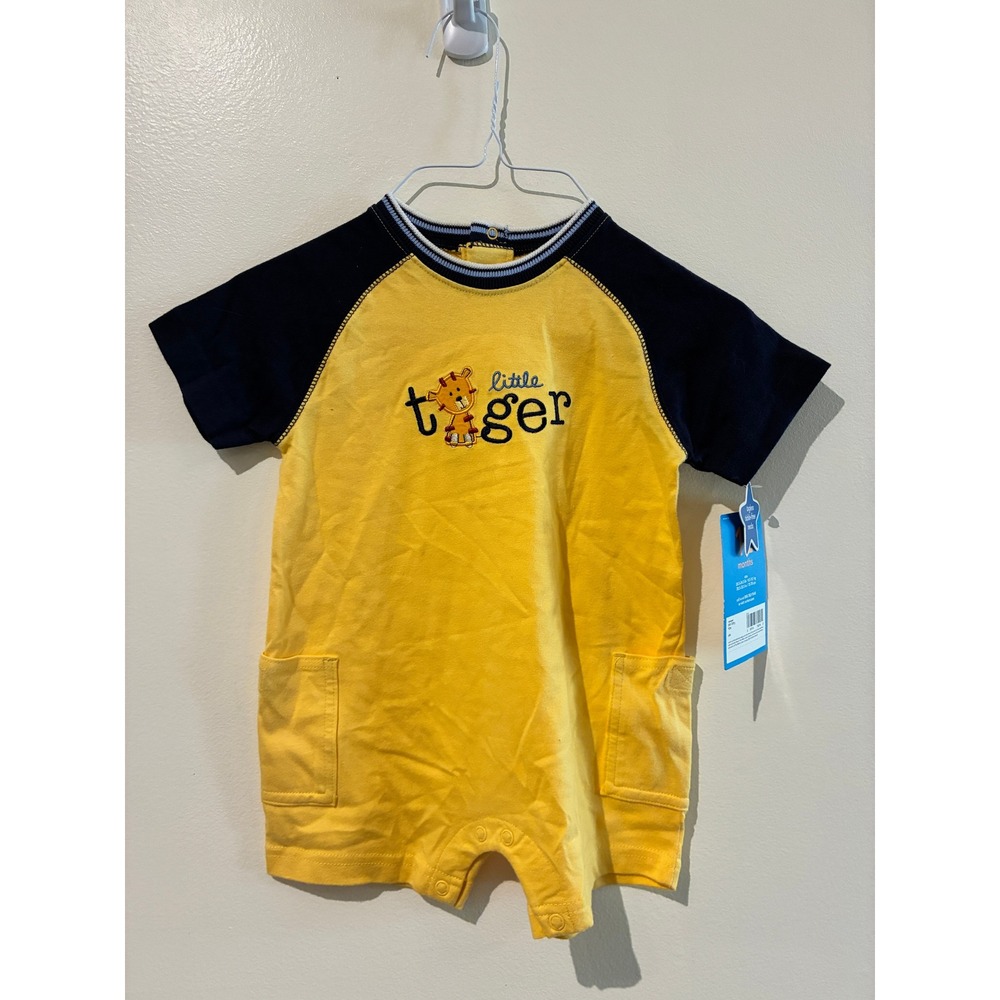 Carters 2005 Baby Boy Yellow Navy Blue Little Tiger Go Anywhere Romper 12M NWT